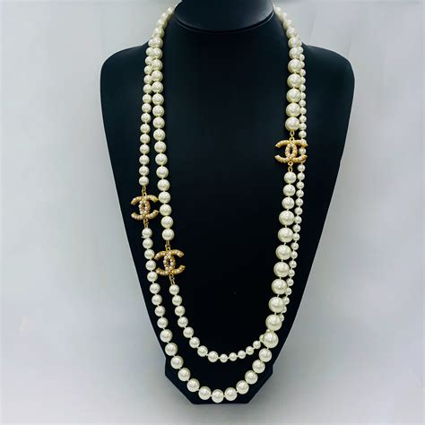 chanel pearl heart necklace|authentic chanel necklace for sale.